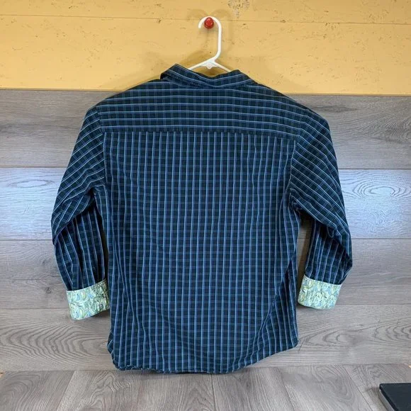 J Garcia Mens Long Sleeve Flip Cuff Cotton Multicolor Button Up Shirt SZ Large - Picture 4 of 5